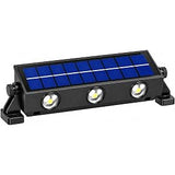Almasi AuraBeam three-lens black solar wall light with integrated solar panel