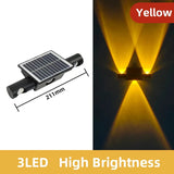 Solar Wall Light Yellow LED - 3 LED High Brightness, 211mm