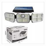 Solar security light shown with its product packaging
