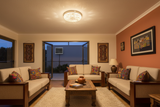 Solar Ceiling Light installed on ceiling glowing in home interior