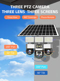 Solar Camera with Floodlight – 3 Lens PTZ, 15MP Ultra HD
