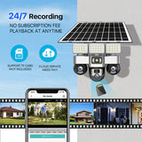 Solar Camera with Floodlight – 3 Lens PTZ, 15MP Ultra HD